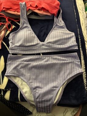 Lilac Ribbed Two-Piece Bikini Set
